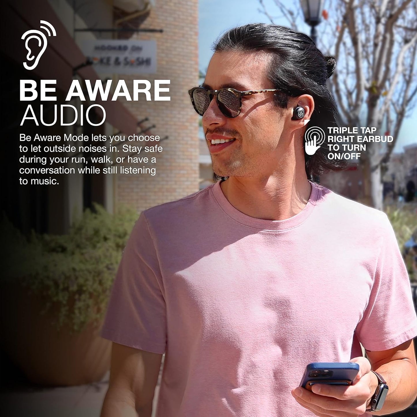 JLab JBuds Air Pro True Wireless Earbuds, Black, Bluetooth Multipoint, Auto Play & Pause, Dual Connect, IP55 Sweat & Dust Resistance, Be Aware Audio for Safety, Custom 3 EQ Sound Settings