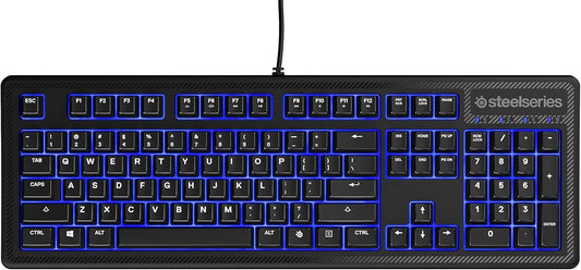 SteelSeries Apex 100 Gaming Keyboard - Tactile & Silent - Blue LED Backlit - Splash Resistant - Media Controls
