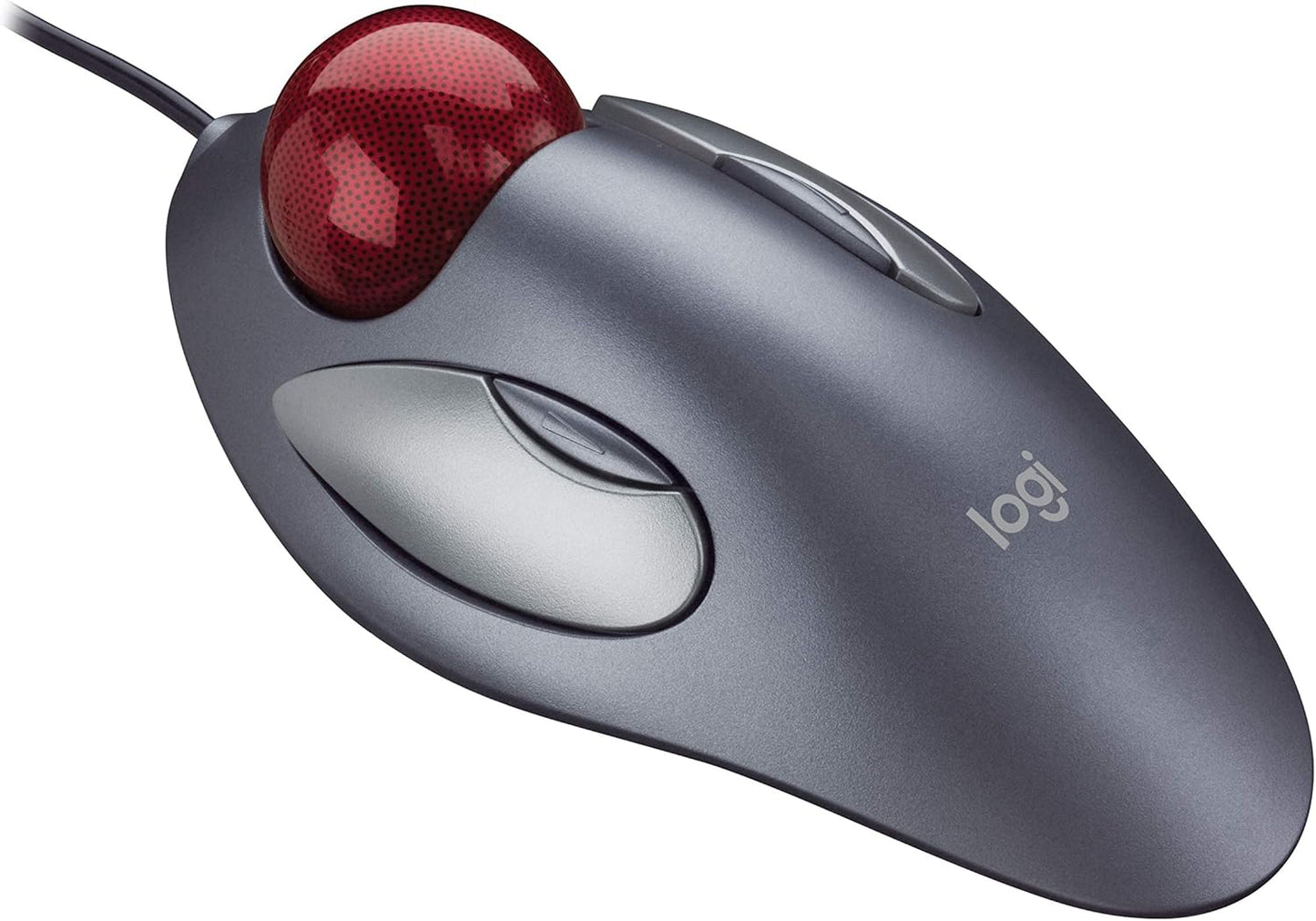 Logitech Trackman Marble Trackball – Wired USB Ergonomic Mouse for Computers, with 4 Programmable Buttons, Dark Gray
